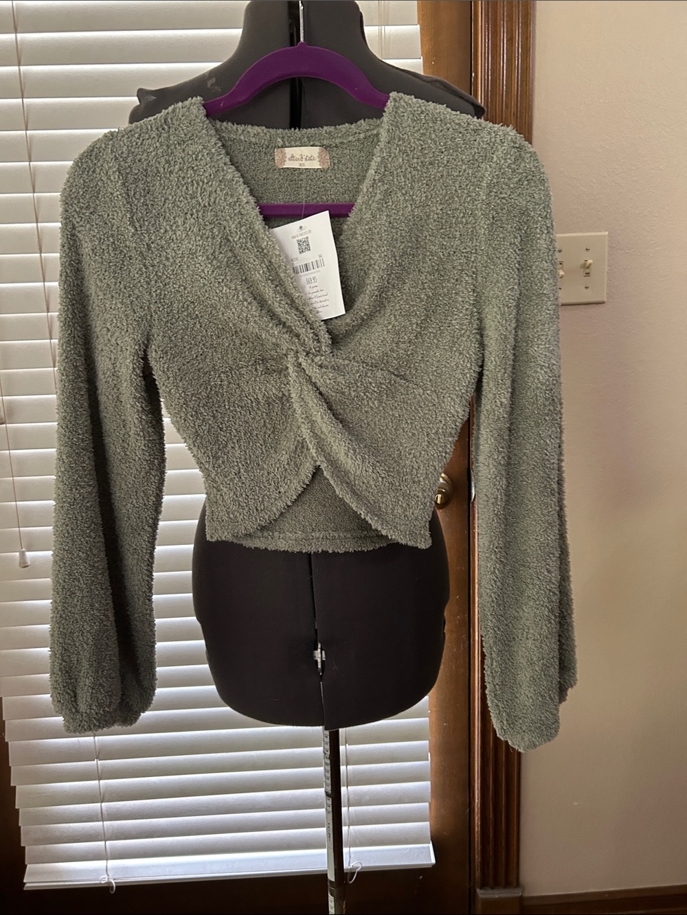 Altard State Cozy Sage Plush Wrap Sweater XS NWT